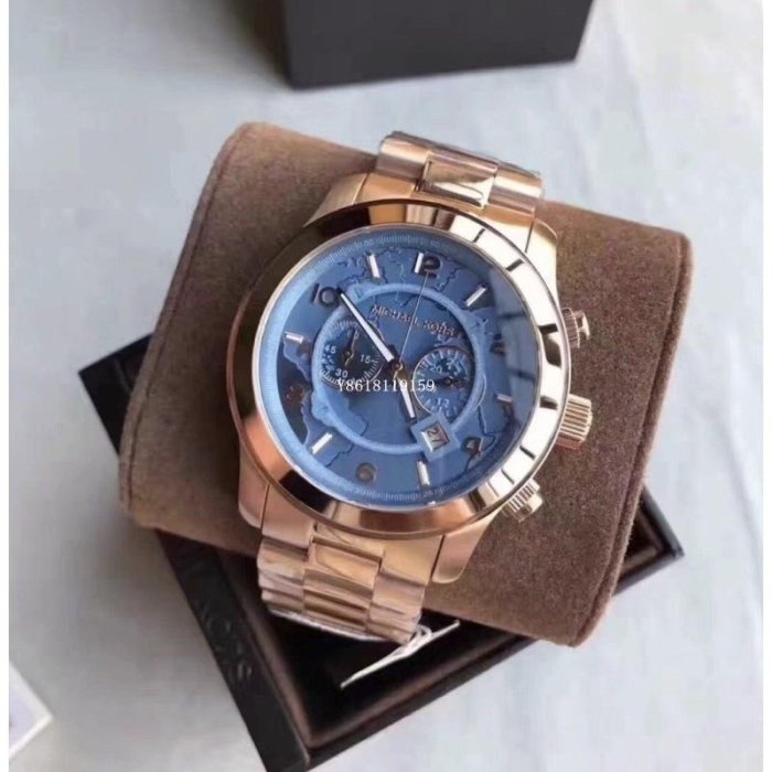 Michael Kors Runway Stop Hunger Quartz Blue Dial Rose Gold Steel Strap Watch For Men - MK8358 Buy Now By Michael Kors