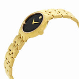 Movado Veturi Black Dial Gold Steel Strap Watch for Women - 0606935 Buy Now By Movado