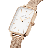 Daniel Wellington Quadro Pressed Melrose White Dial Rose Gold Mesh Strap Watch For Women - DW00100465 Buy Now By Daniel Wellington
