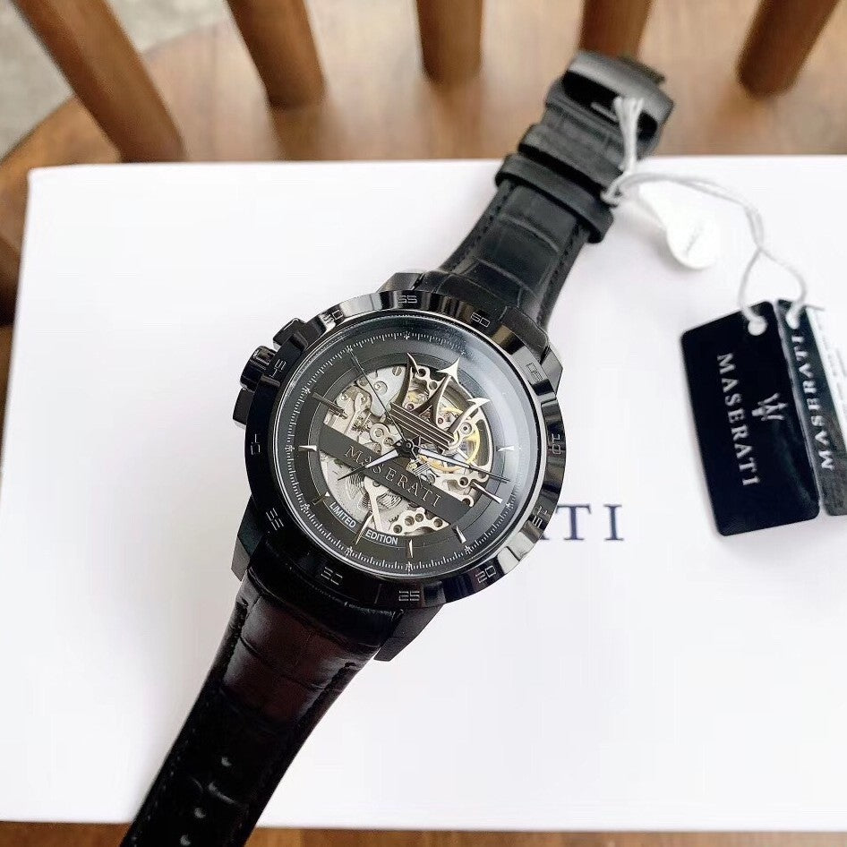 Maserati Potenza Automatic Black Dial Black Leather Strap Stainless Steel Watch For Men - R8821119006 Buy Now By Maserati