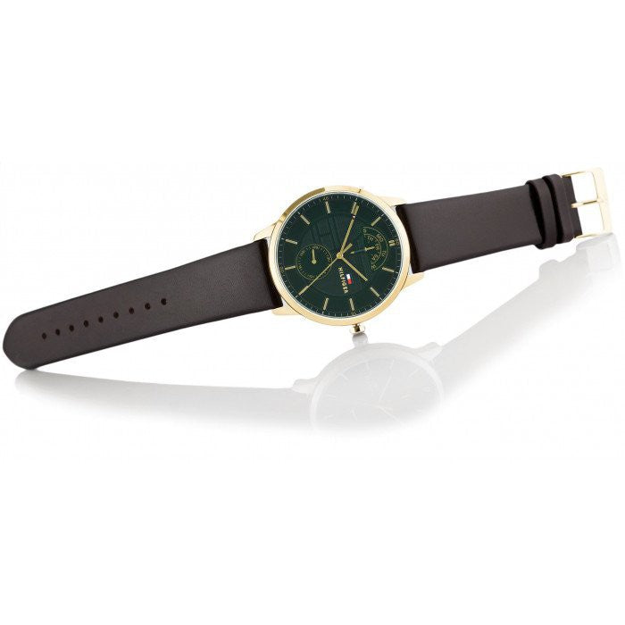 Tommy Hilfiger Hunter Green Dial Brown Leather Strap Watch for Men - 1791607 Buy Now By Tommy Hilfiger
