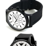 Emporio Armani Chronograph Quartz Silver Dial Black Rubber Strap Watch For Men - AR11048 Buy Now By Emporio Armani