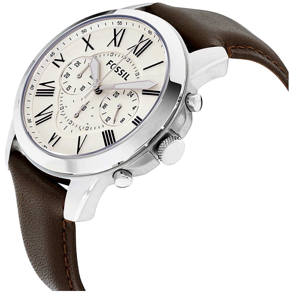 Fossil Grant Chronograph White Dial Brown Leather Strap Watch for Men - FS4735 Buy Now By Fossil