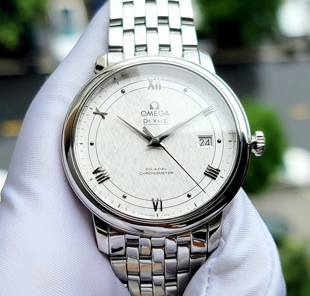 Omega De Ville Prestige Co Axial Automatic White Dial Silver Steel Strap Watch for Men - 424.10.40.20.02.005 Buy Now By Omega
