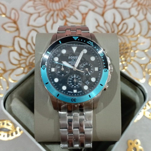 Fossil FB-01 Chronograph Black Dial Silver Steel Strap Watch for Men - FS5827 Buy Now By Fossil