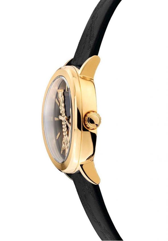Versace Virtus Quartz Black Dial Black Leather Strap Watch for Women - VEHC00119 Buy Now By Versace