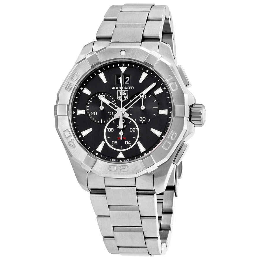 Tag Heuer Aquaracer Chronograph Black Dial Silver Steel Strap Watch for Men - CAY1110.BA0927 Buy Now By Tag Heuer