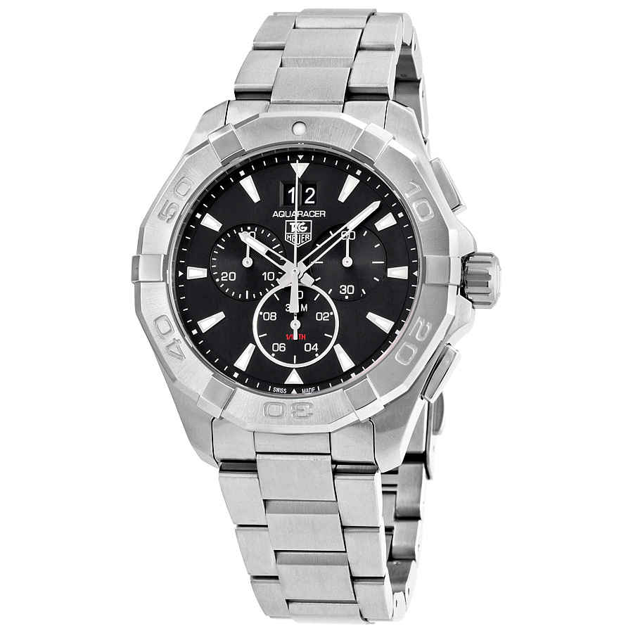 Tag Heuer Aquaracer Chronograph Black Dial Silver Steel Strap Watch for Men - CAY1110.BA0927 Buy Now By Tag Heuer