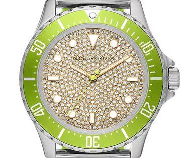 Michael Kors Everest Three Hand Crystals Silver Dial Green Silicone Strap Watch For Women - MK7360 Buy Now By Michael Kors
