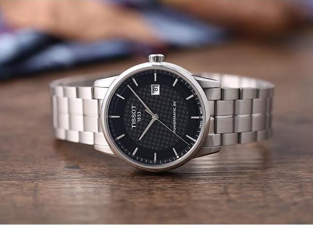 Tissot Luxury Powermatic 80 Black Dial Silver Steel Strap Watch for Men - T086.407.11.201.02