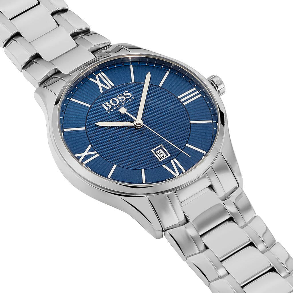 Hugo Boss Governer Blue Dial Silver Steel Strap Watch for Men - 1513487 Buy Now By Hugo Boss