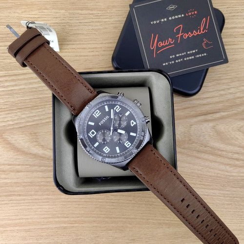 Fossil Brox Multifunction Grey Dial Brown Leather Strap Watch for Men - BQ2800 Buy Now By Fossil