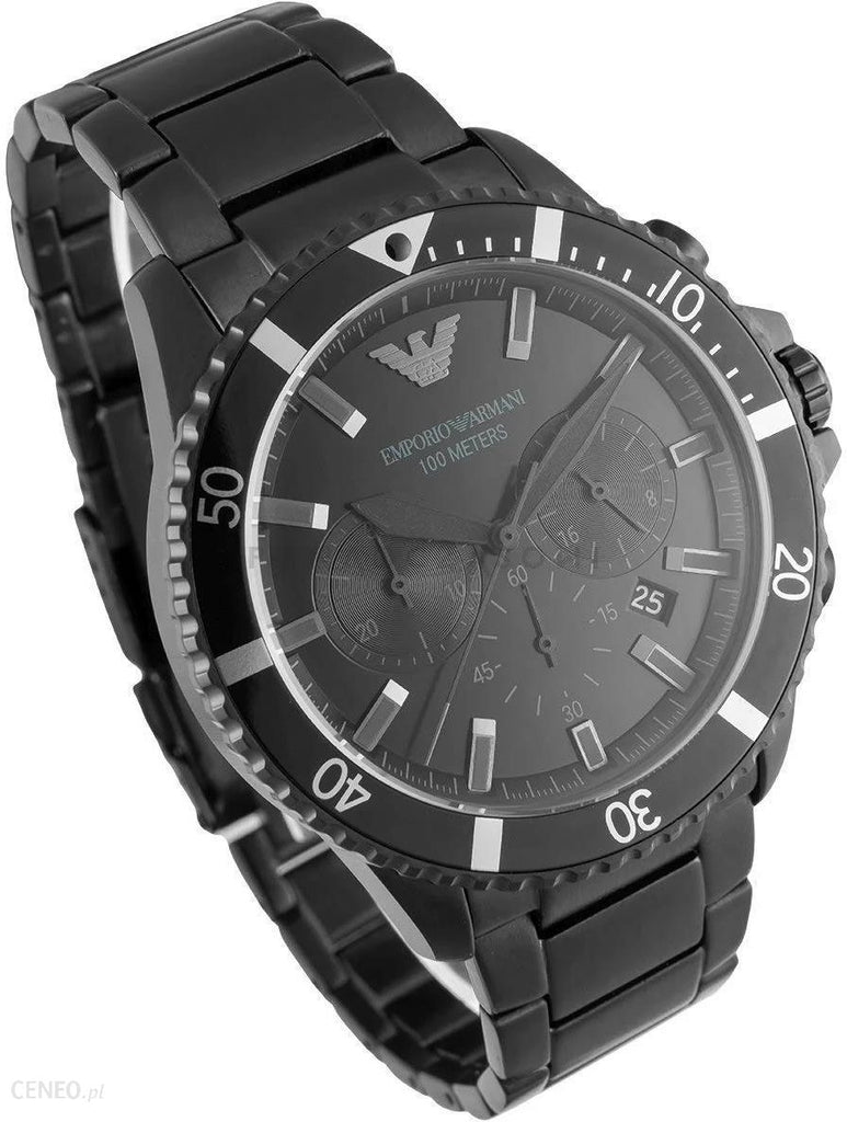 Emporio Armani Diver Chronograph Black Dial Black Steel Strap Watch For Men - AR11363 Buy Now By Emporio Armani