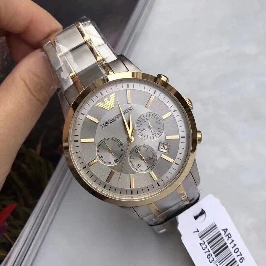 Emporio Armani Renato Chronograph Quartz Silver Dial Two Tone Steel Strap Watch For Men - AR11076 Buy Now By Emporio Armani