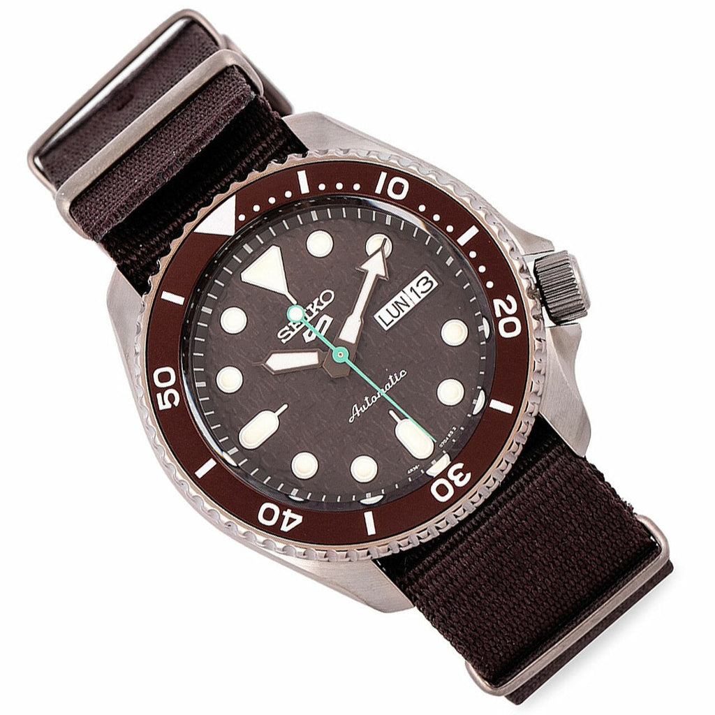 Seiko 5 Sport Automatic Brown Dial Brown Nylon Strap Watch For Men - SRPD85K1 Buy Now By Seiko