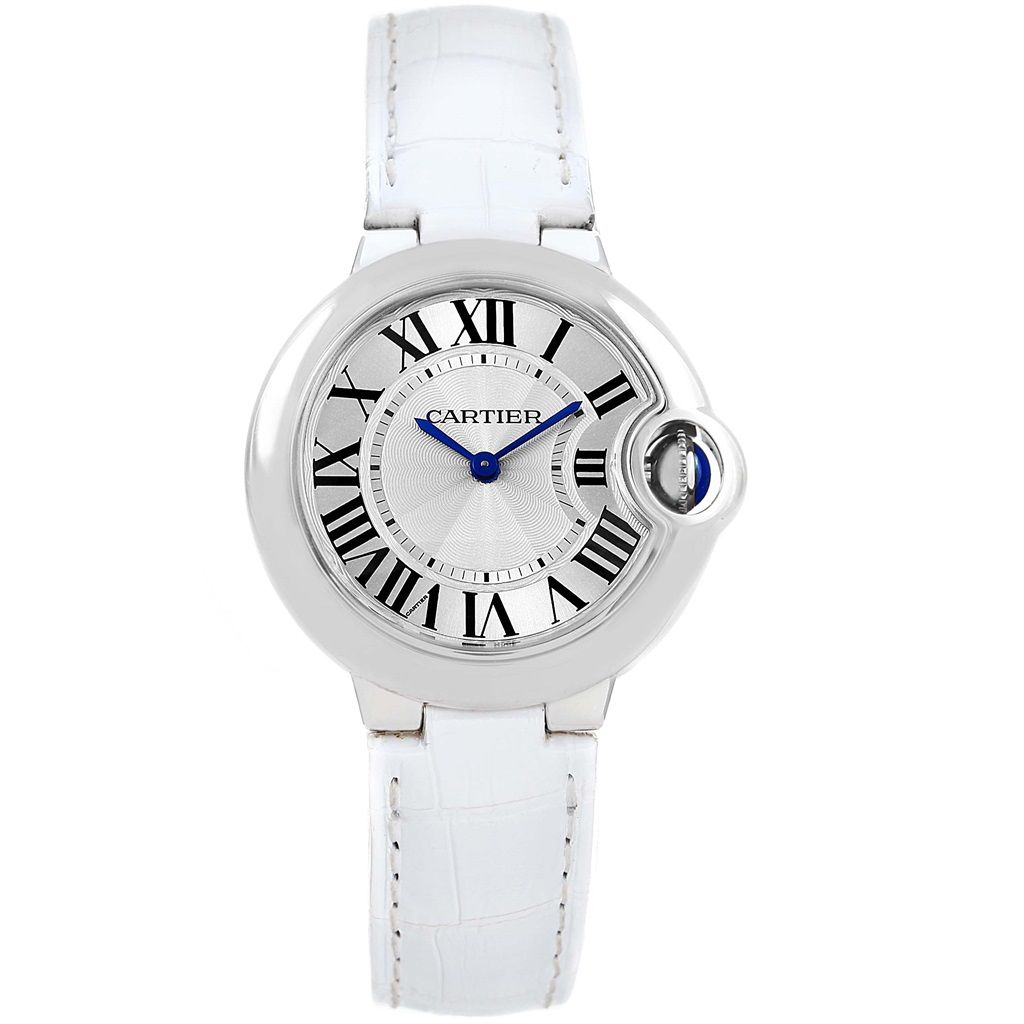 Cartier Ballon Bleu De Cartier Silver Dial White Leather Strap Watch for Women - W6920086 Buy Now By Cartier