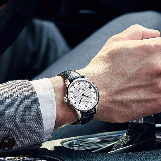 Tissot Le Locle Powermatic 80 Silver Dial Black Leather Strap Watch For Men - T006.407.16.033.00 Buy Now By Tissot