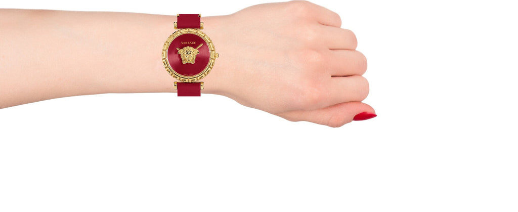 Versace Palazzo Empire Greca Red Dial Red Leather Strap Watch for Women - VEDV00319 Buy Now By Versace