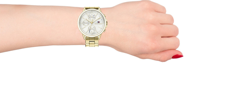 Tommy Hilfiger Carly White Dial Gold Steel Strap Watch for Women - 1781786 Buy Now By Tommy Hilfiger
