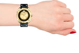 Versace Shadov Quartz Gold Dial Black Leather Strap Watch for Women - VEBM00318 Buy Now By Versace