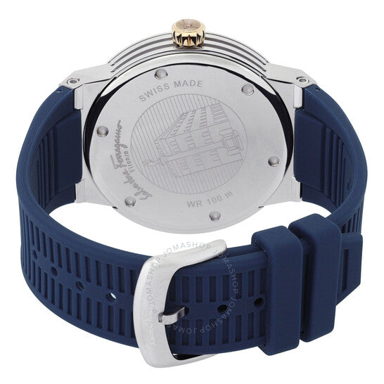 Salvatore Ferragamo F-80 Blue Dial Blue Rubber Strap Watch For Men - SFHY01122 Buy Now By Salvatore Ferragamo