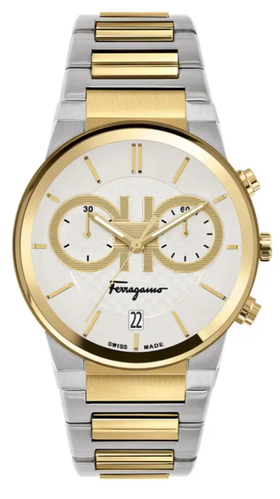Salvatore Ferragamo F-80 Classic White Dial Two Tone Steel Strap Watch for Men - SFME00821 Buy Now By Salvatore Ferragamo