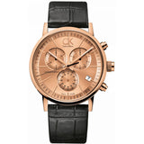 Calvin Klein Post Minimal Chronograph Rose Gold Dial Black Leather Strap Watch for Men - K7627201 Buy Now By Calvin Klein