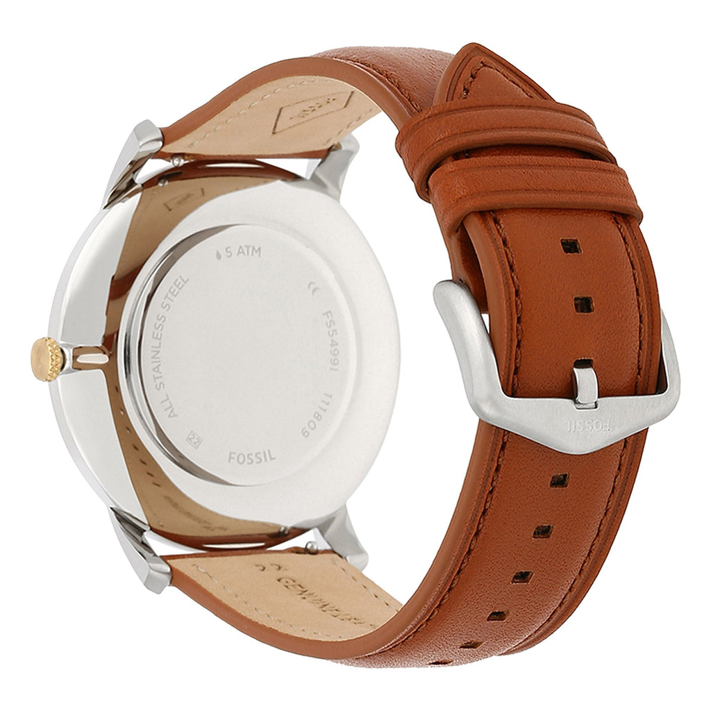 Fossil The Minimalist 3H Blue Dial Brown Leather Strap Watch for Men - FS5499 Buy Now By Fossil