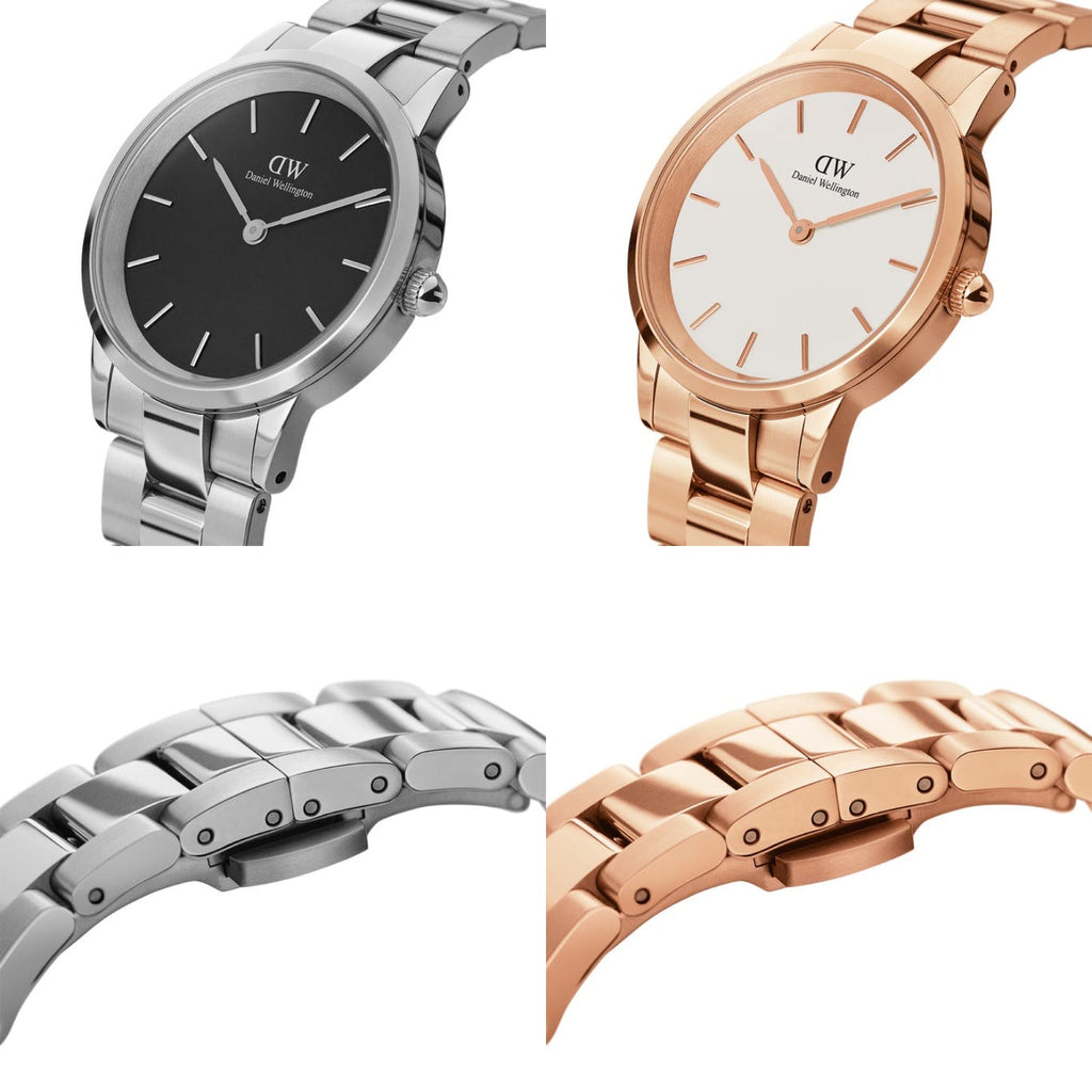 Daniel Wellington Iconic Link White Dial Rose Gold Steel Strap Watch For Women - DW00100209