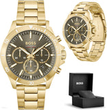 Hugo Boss Troper Chronograph Green Dial Gold Steel Strap Watch For Men - 1514059 Buy Now By Hugo Boss
