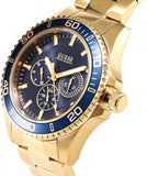 Guess Chaser Multifunction Blue Dial Gold Steel Strap Watch for Men - W0172G5 Buy Now By Guess