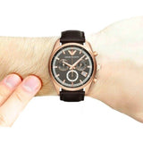Emporio Armani Chronograph Gray Dial Brown Leather Strap Watch For Men - AR6043 Buy Now By Emporio Armani