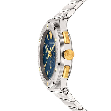 Versace Greca Quartz Blue Dial Silver Steel Strap Watch For Men - VEZ900221 Buy Now By Versace