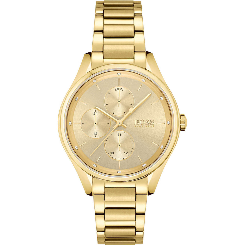 Hugo Boss Grand Course Gold Dial Gold Steel Strap Watch for Women - 1502584 Buy Now By Hugo Boss