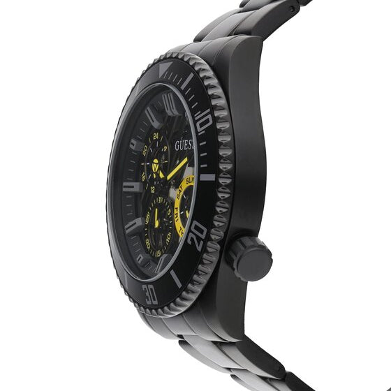 Guess Axel Multifunction Black Dial Black Steel Strap Watch For Men - GW0488G3 Buy Now By Guess