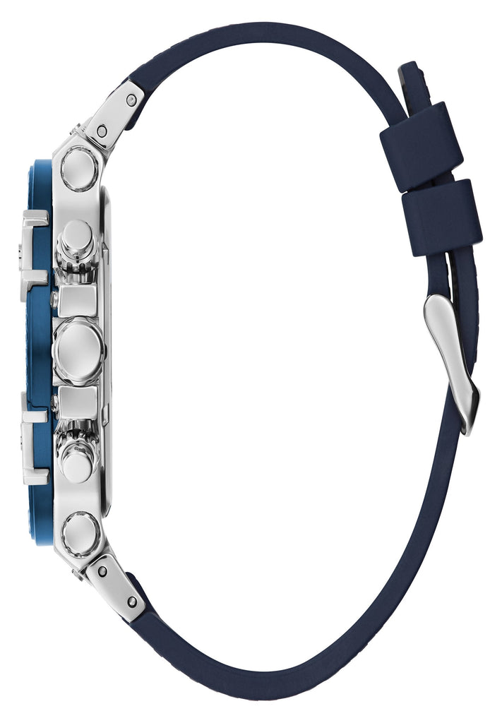Guess Caliber Chronograph White Dial Blue Rubber Strap Watch for Men - W0864G6 Buy Now By Guess