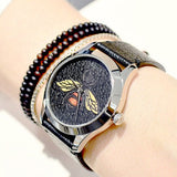 Gucci G Timeless Bee Black Dial Black Leather Strap Watch For Women - YA1264067 Buy Now By Gucci
