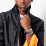 Armani Exchange Banks Chronograph Blue Dial Blue Leather Strap Watch For Men - AX1723