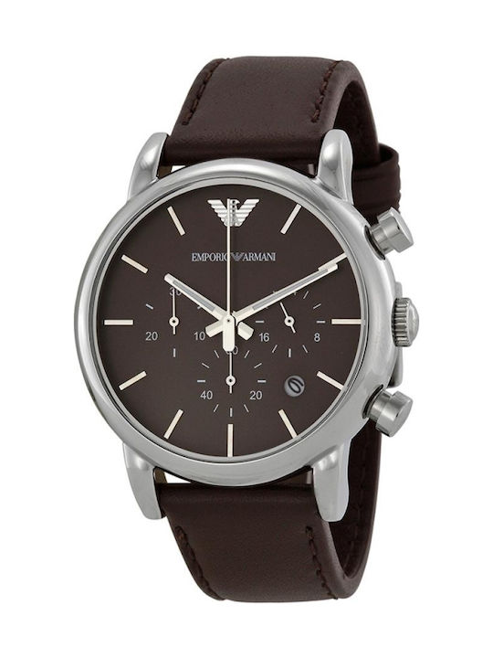 Emporio Armani Classic Chronograph Brown Dial Brown Leather Strap Watch For Men - AR1734 Buy Now By Emporio Armani