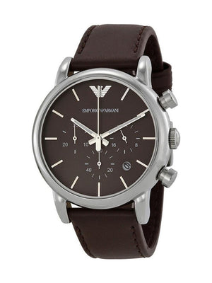 Emporio Armani Classic Chronograph Brown Dial Brown Leather Strap Watch For Men - AR1734 Buy Now By Emporio Armani