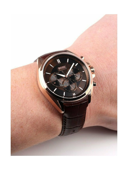 Hugo Boss Driver Chronograph Brown Dial Brown Leather Strap Watch For Men - HB1513093 Buy Now By Hugo Boss