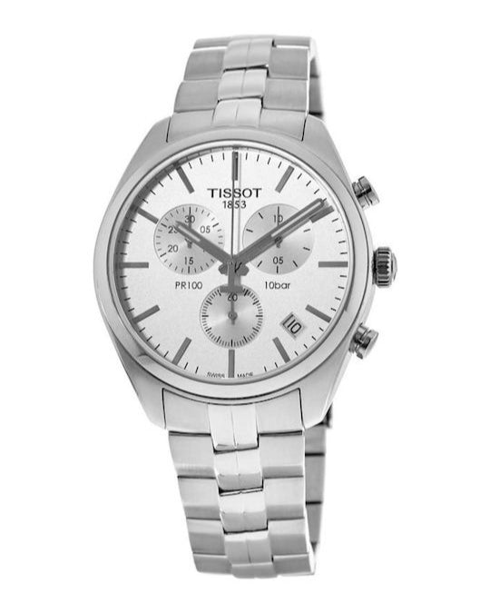 Tissot T Classic PR 100 Chronograph Silver Dial Silver Steel Strap Watch For Men - T101.417.11.031.00 Buy Now By Tissot