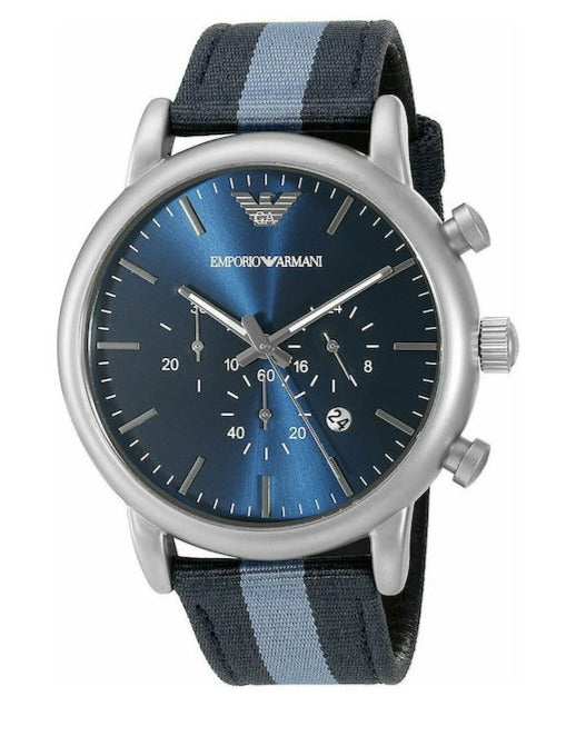 Emporio Armani Luigi Chronograph Quartz Blue Dial Blue Nylon Strap Watch For Men - AR1949 Buy Now By Emporio Armani