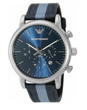 Emporio Armani Luigi Chronograph Quartz Blue Dial Blue Nylon Strap Watch For Men - AR1949 Buy Now By Emporio Armani