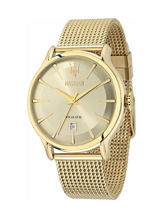 Maserati Epoca Golden Dial Golden Mesh Bracelet Watch For Men - R8853118003 Buy Now By Maserati