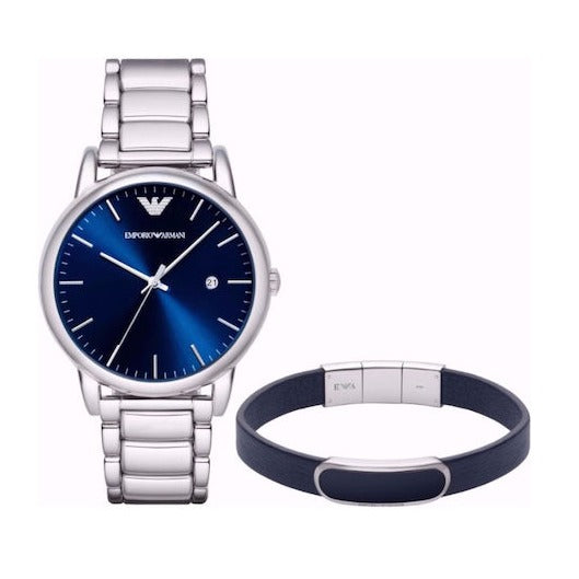 Emporio Armani Dress Analog Blue Dial Silver Steel Strap Watch For Men - AR8033 Buy Now By Emporio Armani
