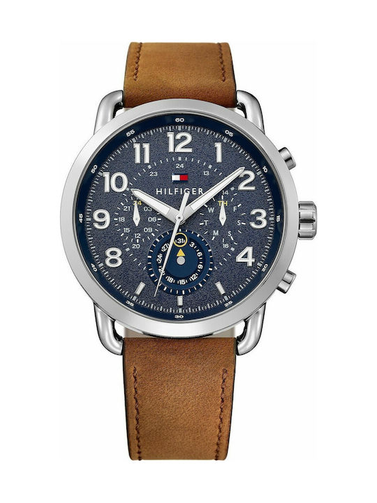 Tommy Hilfiger Briggs Chronograph Blue Dial Brown Leather Strap Watch for Men - 1791424 Buy Now By Tommy Hilfiger