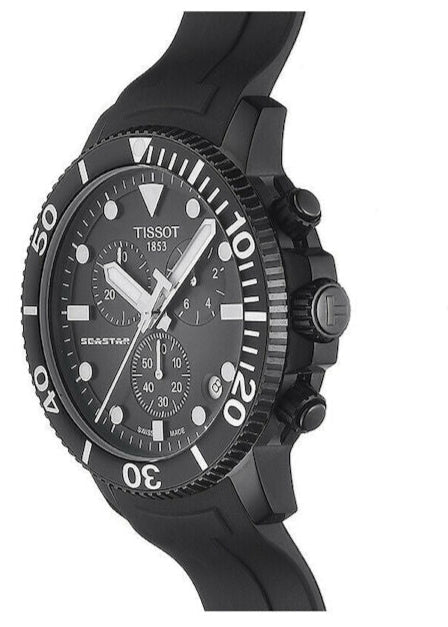 Tissot Seastar 1000 Chronograph Black Dial Black Rubber Strap Watch For Men - T120.417.37.051.02 Buy Now By Tissot