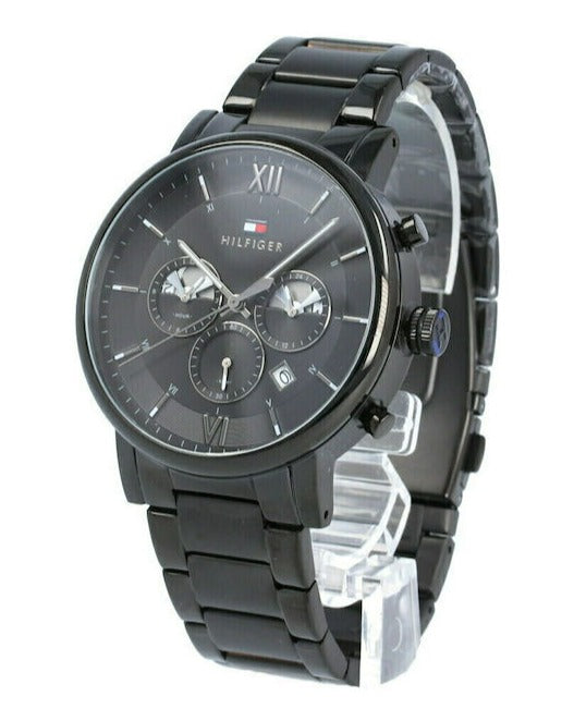 Tommy Hilfiger Evan Chronograph Quartz Black Dial Black Steel Strap Watch For Men - 1710410 Buy Now By Tommy Hilfiger