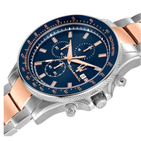 Maserati SFIDA Chronograph Blue Dial Two Tone Steel Strap Watch For Men - R8873640012 Buy Now By Maserati
